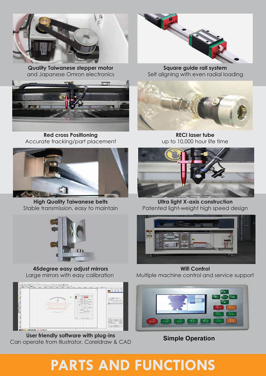 80W 100W 130W CNC Laser Engraving Machine Kcl-X 1610 1390 CO2 Laser Engraver Cutter for Leather Crystal