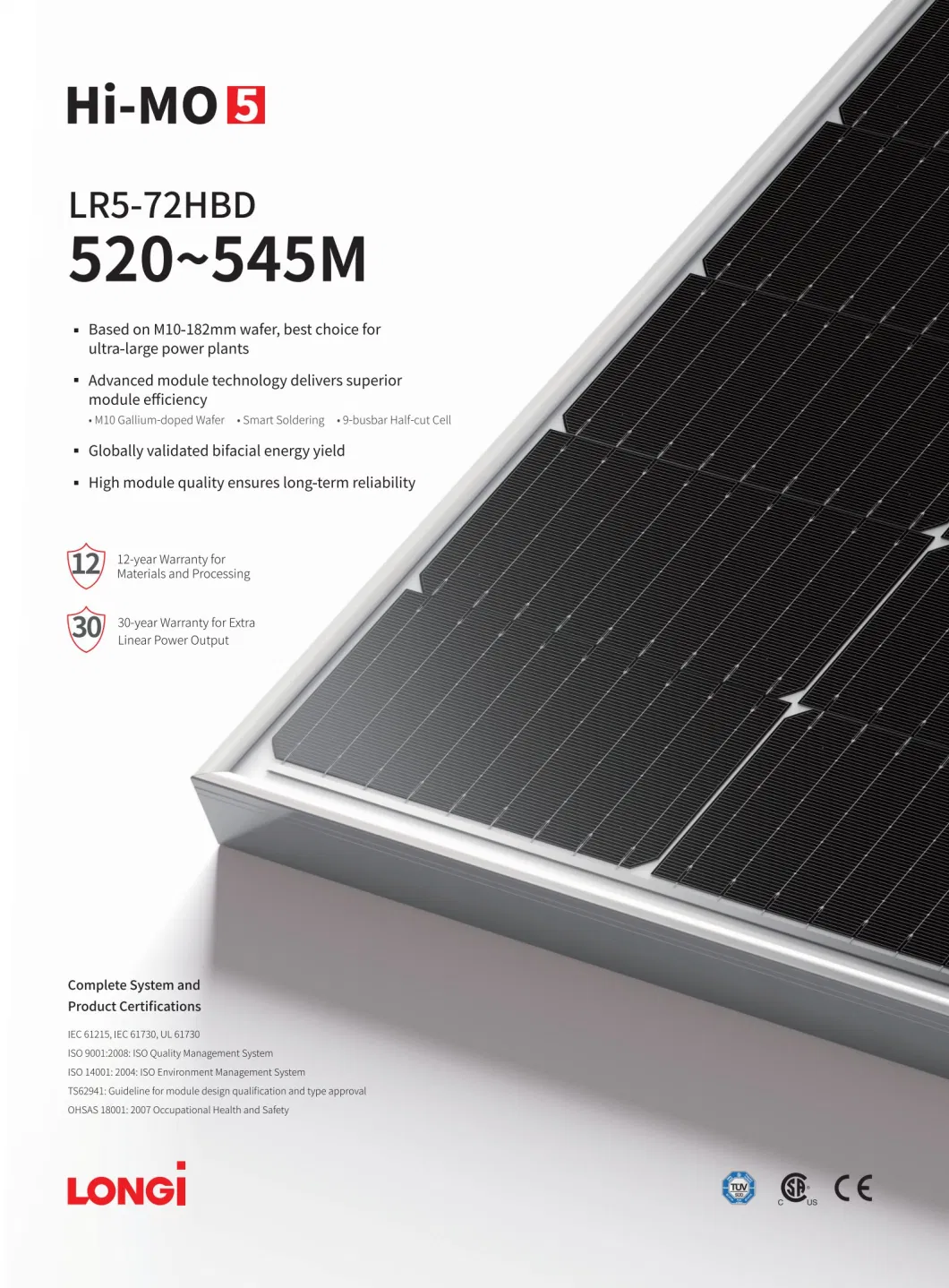 TUV CE Half Cell 520 530 540 550W Longi Wholesale Poly PV Fold Flexible Black Monocrystalline Polycrystalline Photovoltaic Module Mono Solar Energy Power Panel