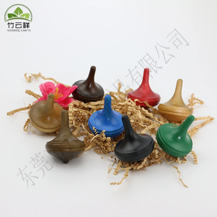 Colorful Beautiful Environmental Protection Entertainment Toys Wooden Small Top