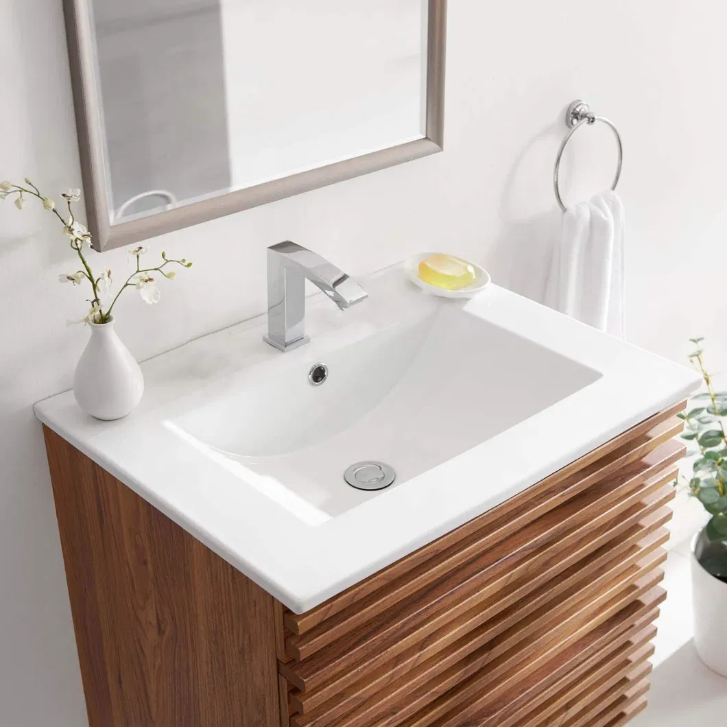 Chinese Modern Commercial Drop in Thin Edge Ceramic White Bath Sink Price Bathroom Sink and Countertop