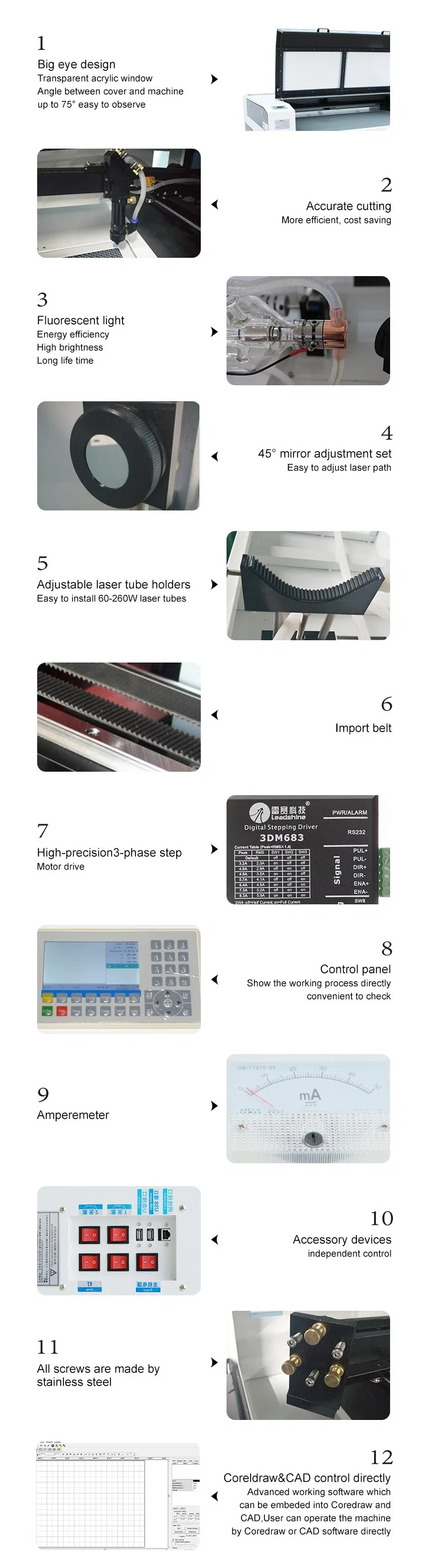 Lihua High Quality Machinery Laser Cutting Acrylic Machine Cnc Co2 90*60 Table