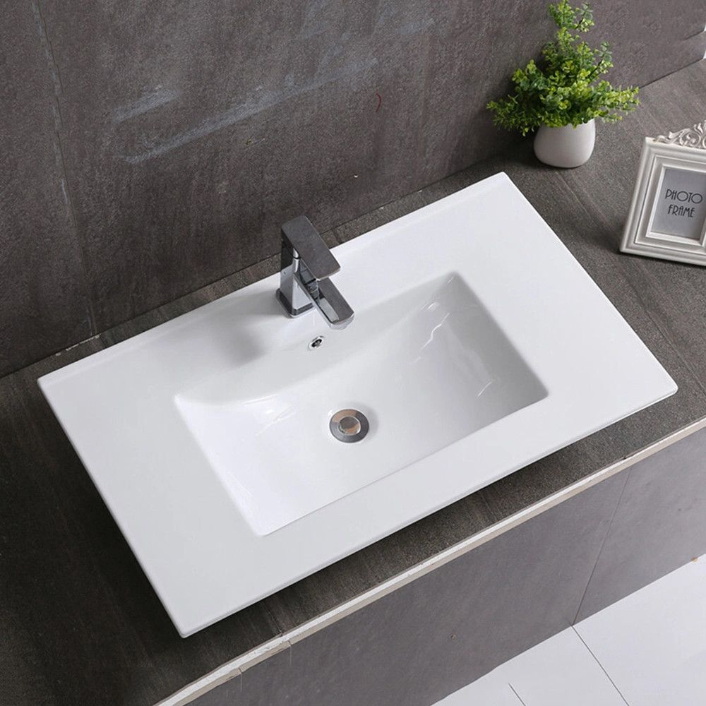 Chinese Modern Commercial Drop in Thin Edge Ceramic White Bath Sink Price Bathroom Sink and Countertop