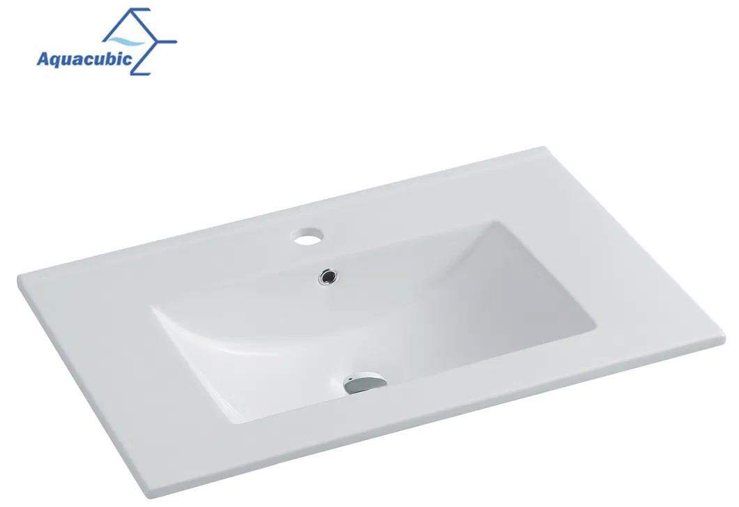 Chinese Modern Commercial Drop in Thin Edge Ceramic White Bath Sink Price Bathroom Sink and Countertop