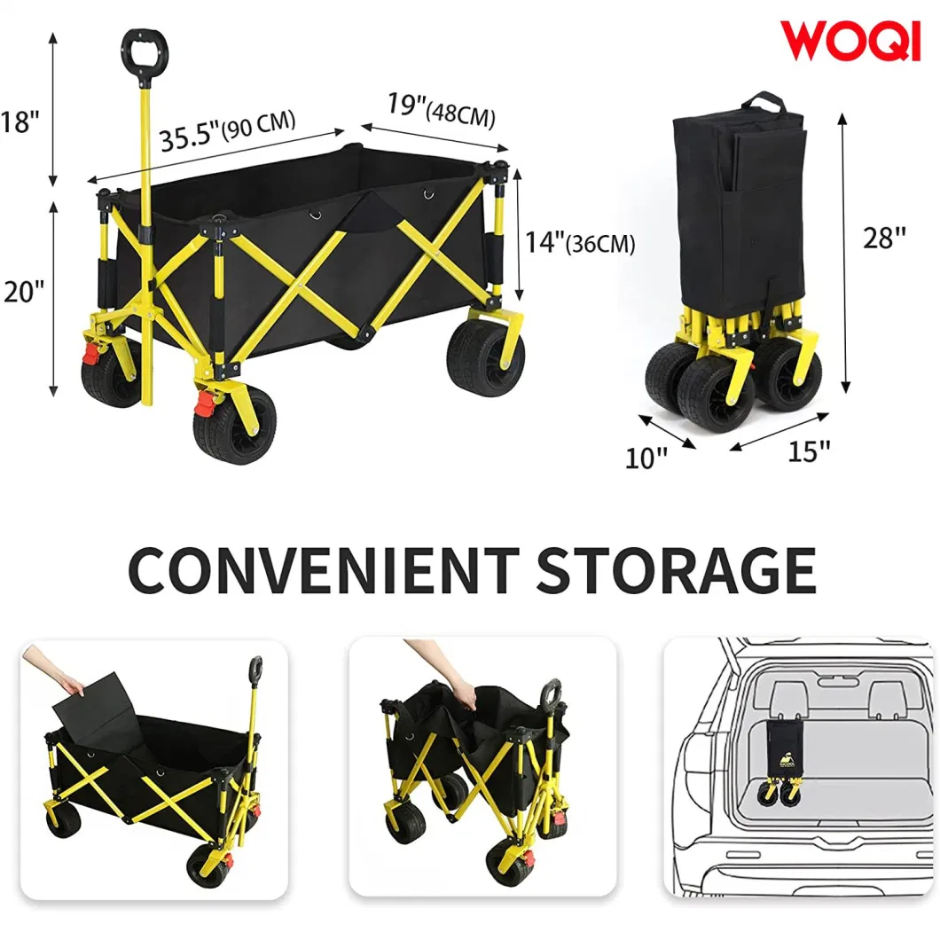 Woqi Foldable Large Wheel Folding Car, Large Capacity Multi-Purpose Beach Car