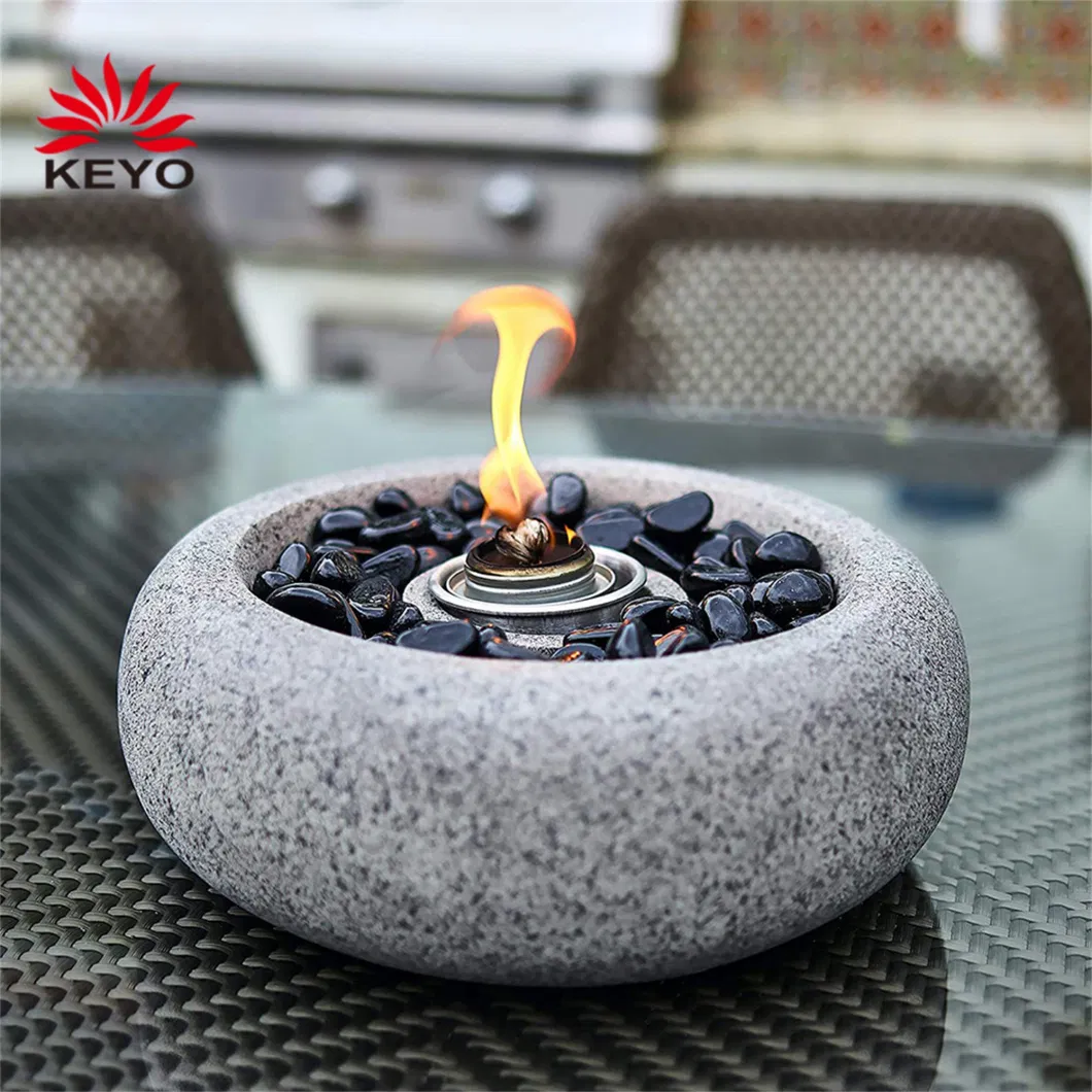 Freestanding Round Tabletop Fire Pit Bio Fireplace Table Indoor Concrete Fireplaces