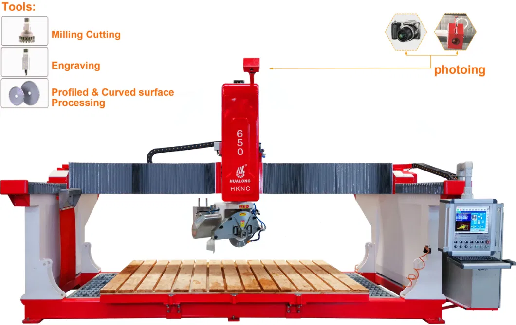 Italy Software 5 Axis CNC High Speed Bridge Granite Marble Tile Cutter Stone Cutting and Sink Cutting Millling Engraving Saw Machine in America and India