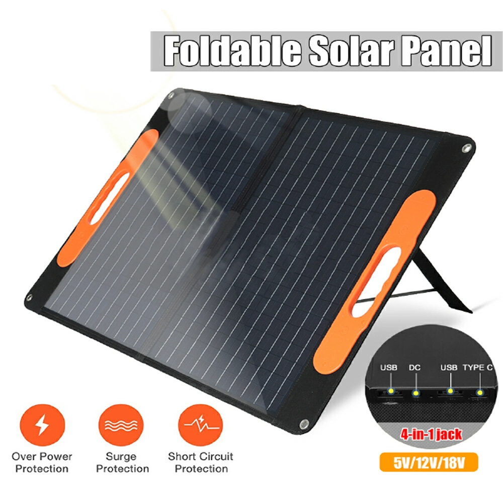 Camping 80W 5V/12V/18V ETFE Surface Portable Foldable USB Type-C Solar Panel