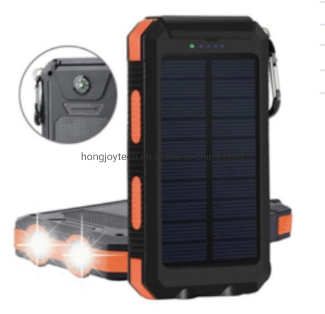 10000mAh Wireless Power Bank Waterproof Portable Solar Battery Packs Emergency Power Supply for Outdoor Used, 2-6 Foldable Solar Panels with LED Camping Lantern