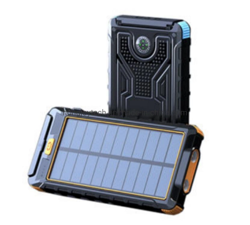 10000mAh Wireless Power Bank Waterproof Portable Solar Battery Packs Emergency Power Supply for Outdoor Used, 2-6 Foldable Solar Panels with LED Camping Lantern