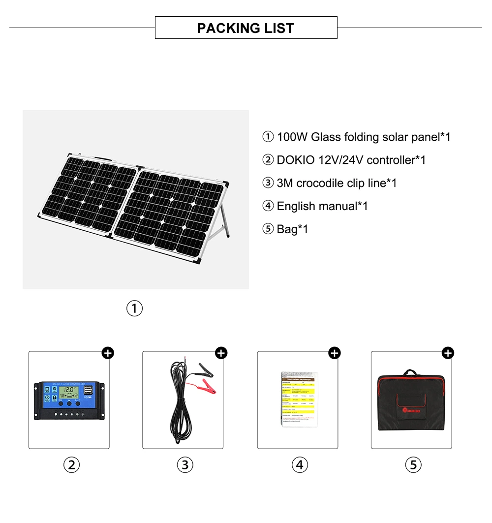 100W Foldable Monocrystalline Solar Panel