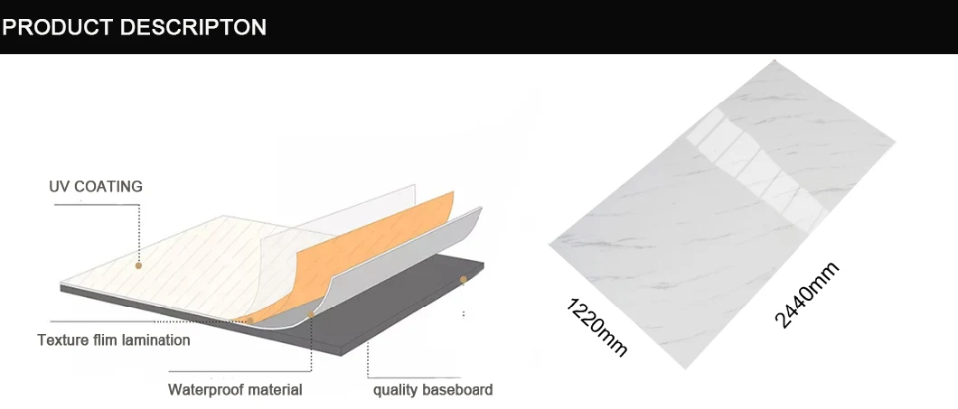 4*8 Feet High Bending Strength Superior Quality PVC UV Marble Sheet Wall Panel