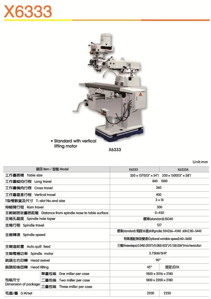 China Manufacturer Machine Tool X6325 X6325A X6325D Universal Turret Vertical CNC Milling Machine with CE for Metal