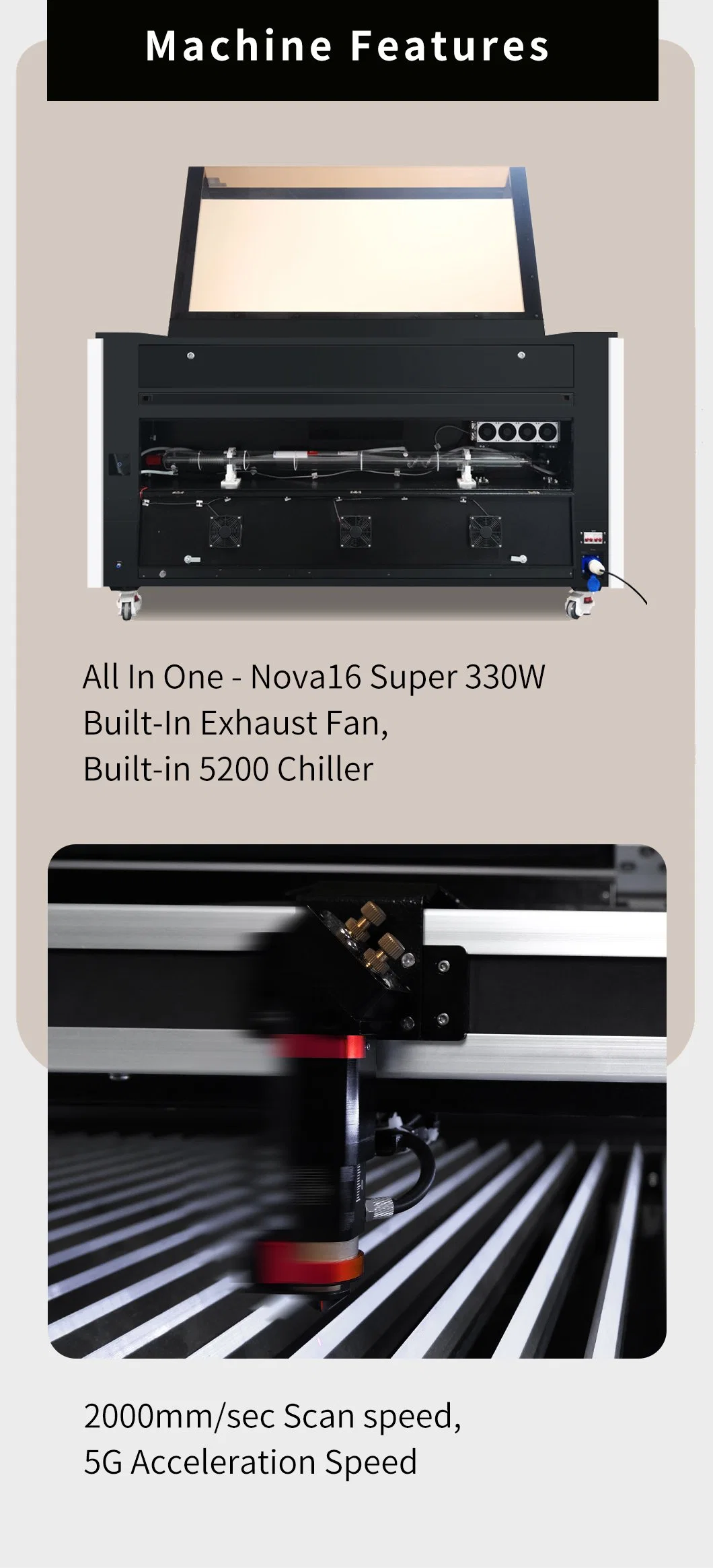 1610 CO2 CNC Laser Engraver with 130W/150W CO2 Glass Tube +RF30W/60W Metal Tube for Wood