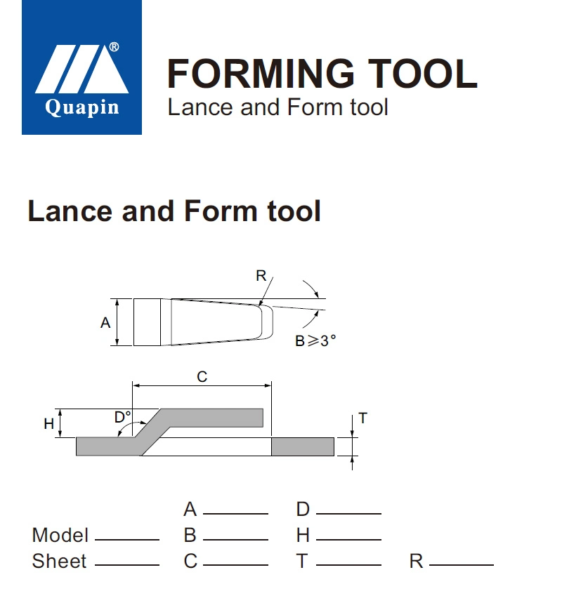 Thick Turret Forming Tooling Lance and Form Tool Half Sheaf Tools (B station) CNC Turret Punch