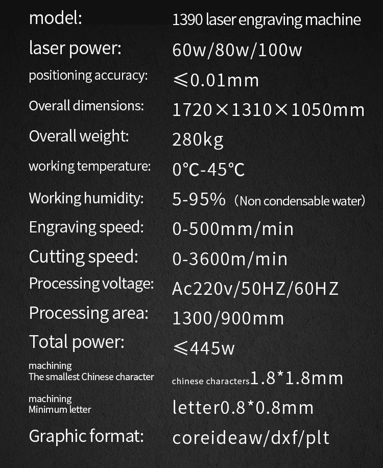 1390 Laser Engraving Cutting Machines 60W 80W 100W Wood Acrylic CNC Laser Engraver Ruida 6442s Front to Rear Design