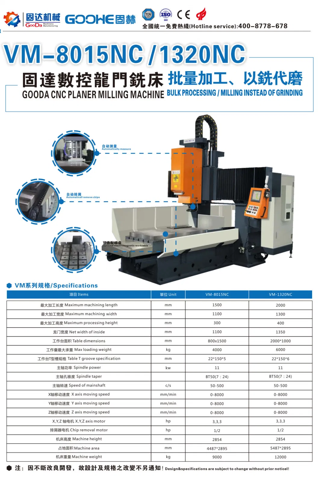 CNC Vertical Milling Machine for Molding Steel Plate with Certifications