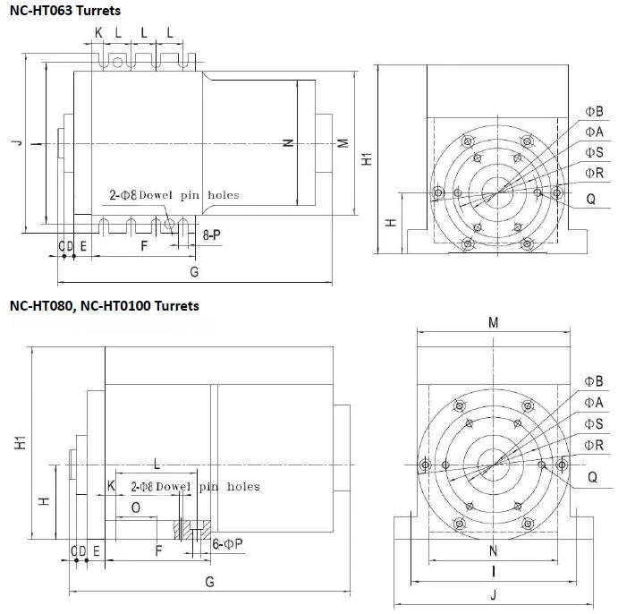 NC-HT0 Series 6- or 8-Station Horizontal NC Turrets