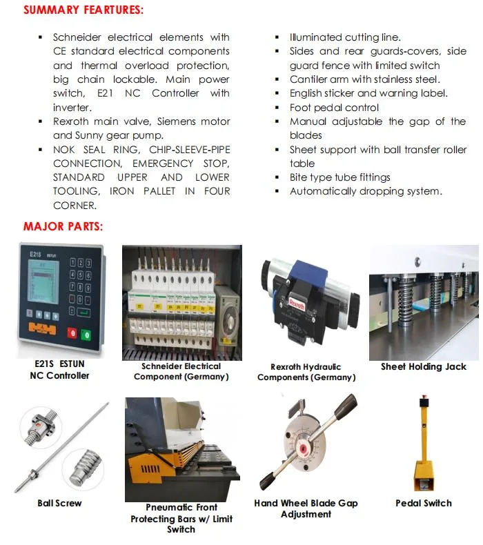 Q11K-6*3200 Hydraulic Guillotine Shearing Machine for 6mm Thickness Sheet Metal Plate