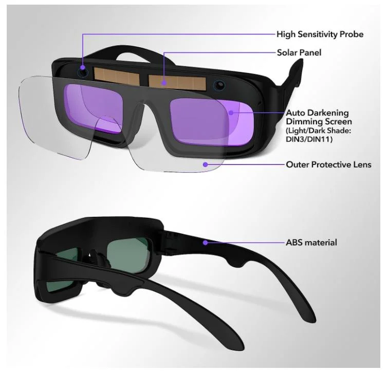 Welding Glasses True Color View -1/1/1/2 Optical Clarity Welding Goggle Protective Mask Solar Automatic Dimming Professional Eye Protection PC Glasses