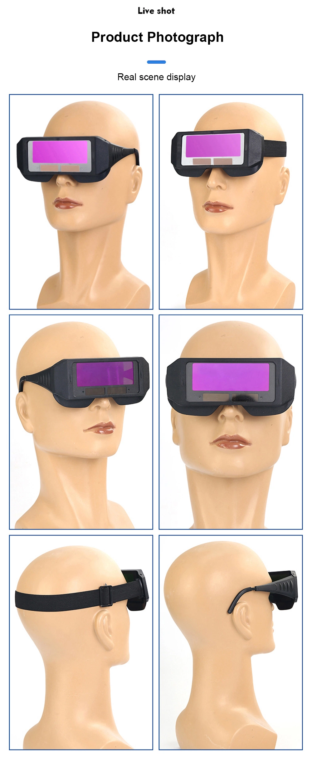 Two Options of Adjustable Temples and Headband Type Automatic Darkening Welding Glasses