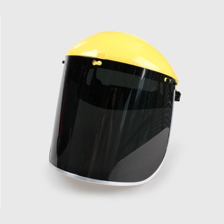 Dark Green Visor Yellow Helmet Impact and Sand Resistant PC Safety Work Face Mask Shield