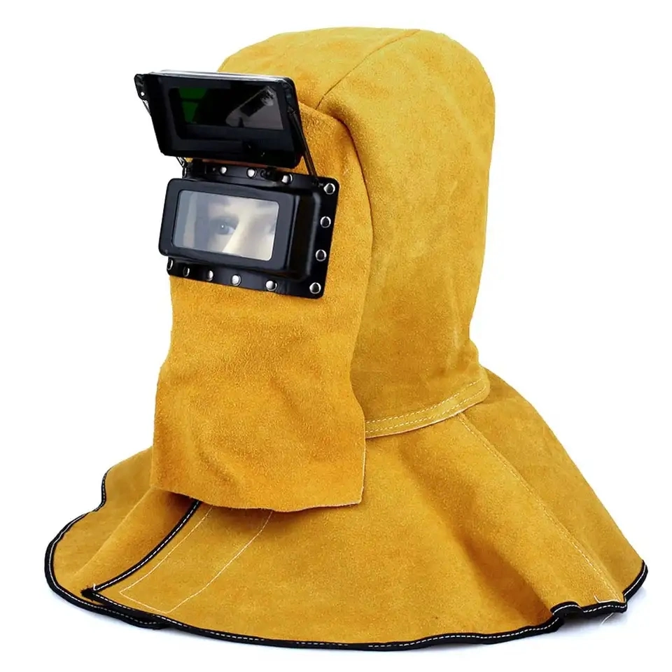 New Leather Welding Helmet Hood W/ Solar Auto Darkening Filter Lens Welder Hood New for Sale