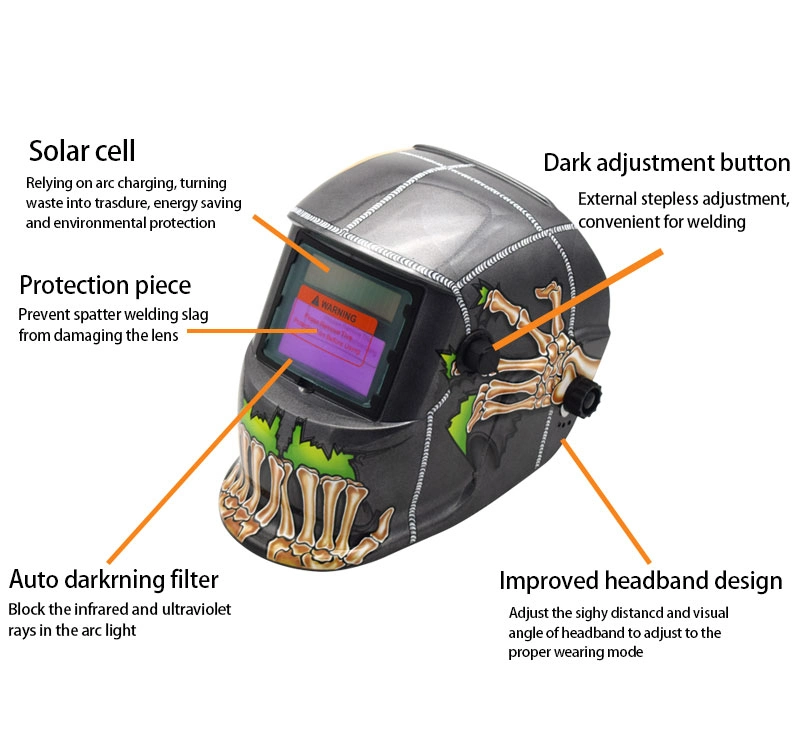Auto-Darkening Safety Protected Welding Helmet Lithium Battery/ Solar Supply