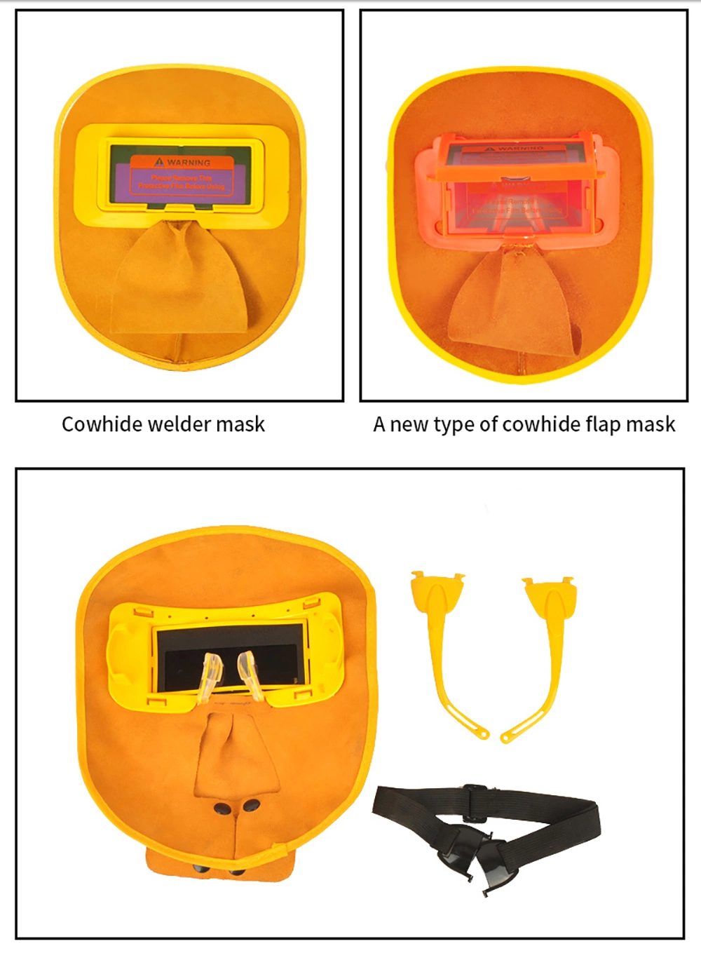 Cow Leather Mask and Eye Wear Auto Darkening Welding Helmet Cool Solar Energy Automatic Blackening Protective Eye Mask