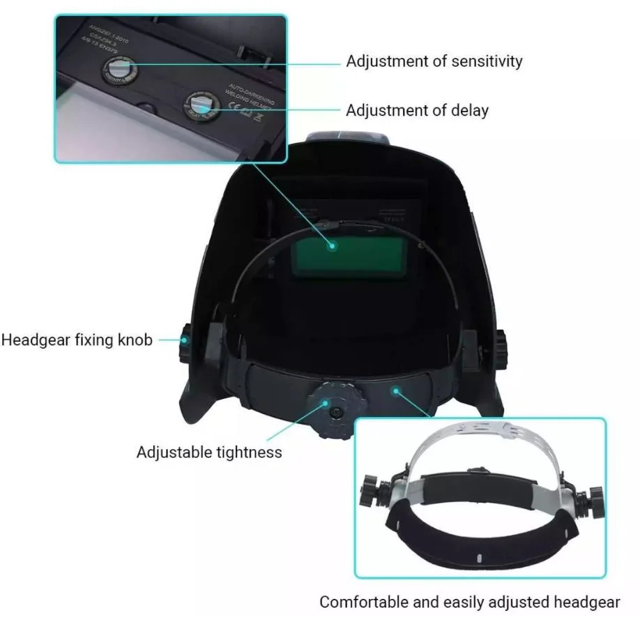 Welding Helmet Auto Darkening Solar Powered Hood with Adjustable Shade Range 4/9-13 for TIG MIG Arc Welder Mask