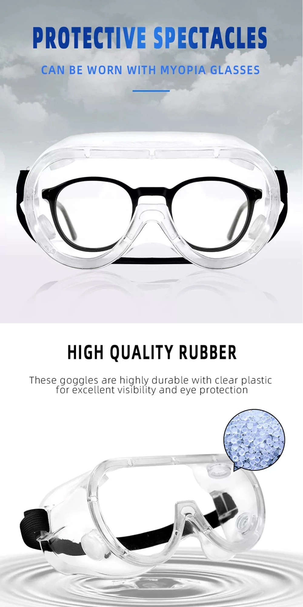 Economic Four Beads Anti UV Safety Shield Anti Scratch PC Lens Anti Fog Safety Googles