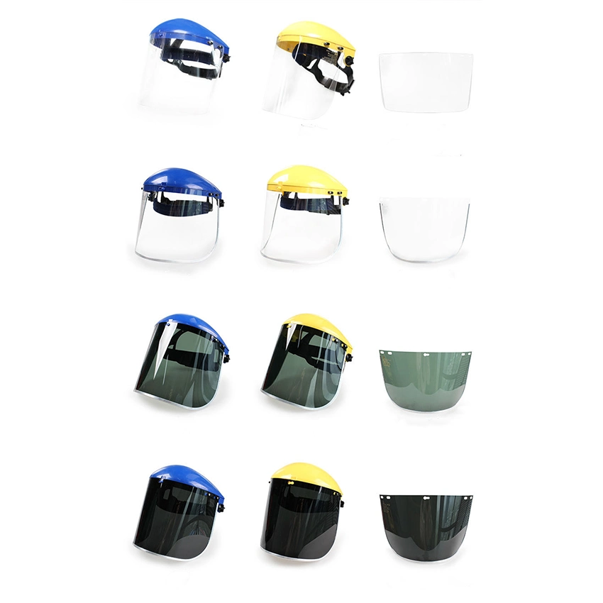 Dark Green Visor Yellow Helmet Impact and Sand Resistant PC Safety Work Face Mask Shield