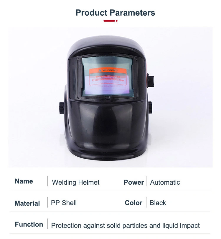 Black PP Material Auto-Darkening Solar Powered Cheap Welding Helmet
