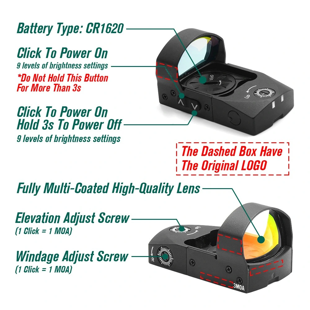 Water Proof/Nitrogen Filled/Hold Recoil Red DOT Scope 3 Moa