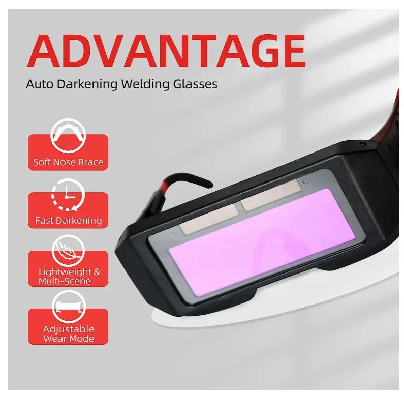 Welding Glasses Auto Darkening Welding Goggles Solar Powered 2 Sensors Safety Automatic Dimming PC Welders Goggles for Eye Protection TIG MIG MMA Plasma