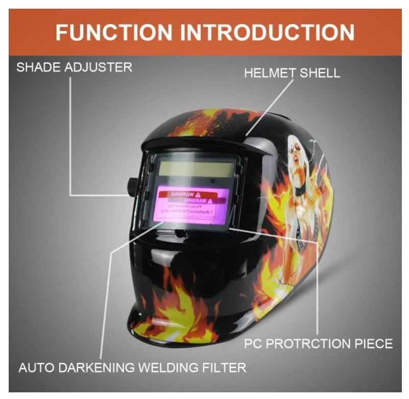 Factory Supply Solar Power Auto Darkening Welding Helmet Wide Viewing Field Welder Hood for MIG TIG Arc Cap Mask