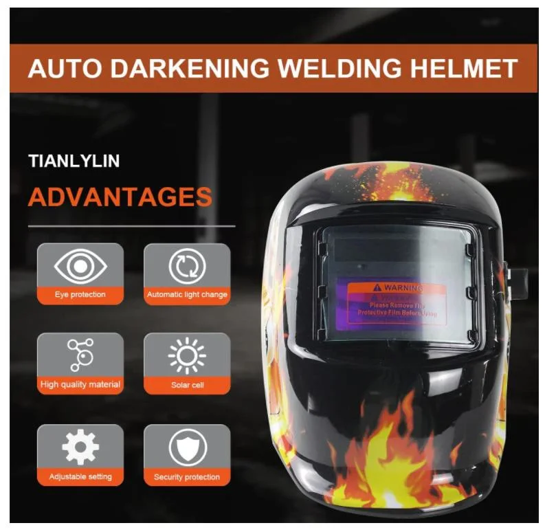 Factory Supply Solar Power Auto Darkening Welding Helmet Wide Viewing Field Welder Hood for MIG TIG Arc Cap Mask