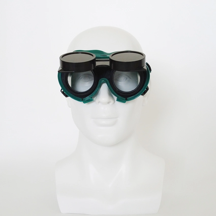 PPE Supplier Flip-up Round Double PVC Lens Anti-Glare Safety Glasses Work Welding Goggles