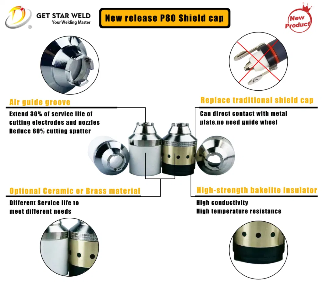 Get Star Weld P80 Plasma Electrode Nozzle Retaining Shield Cap Welding Cutting Cutter Machine
