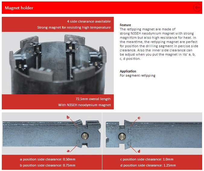 Diamond Core Drill Bit Segment Retipping Brazing Magnet Magnetic Welding Holder