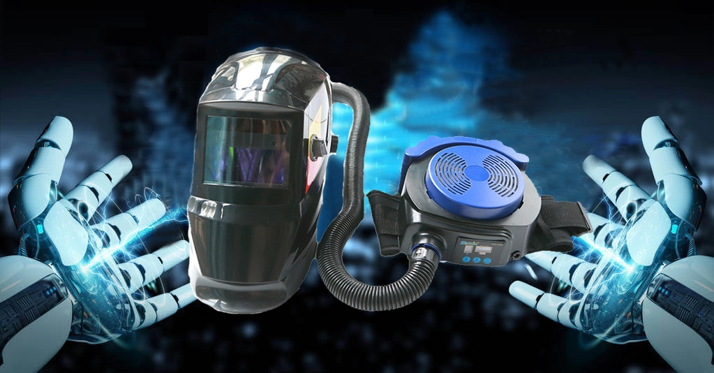 Rhk Full Head Solar Powered Auto Darkening Respirator Air Purifying Welding Helmet with Ventilation