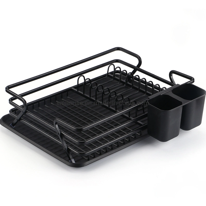 Plastic Tray Aluminum Rust Proof Dish Drying Rack with Swivel Draining Spout