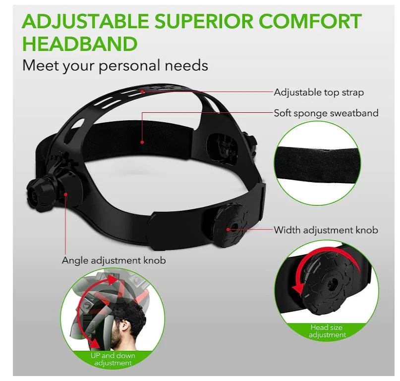 Factory Supply Automatic Darkening Welding Helmet Large Viewing Head-Mounted Welder Portable Safety Mask