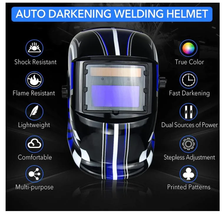 Auto Darkening Welding Hood Welding Helmet Solar Powered True Color Welding Mask 2 Arc Sensor Wide Shade 9-13 Welder Helmet with Grinding Cut for MIG TIG Arc