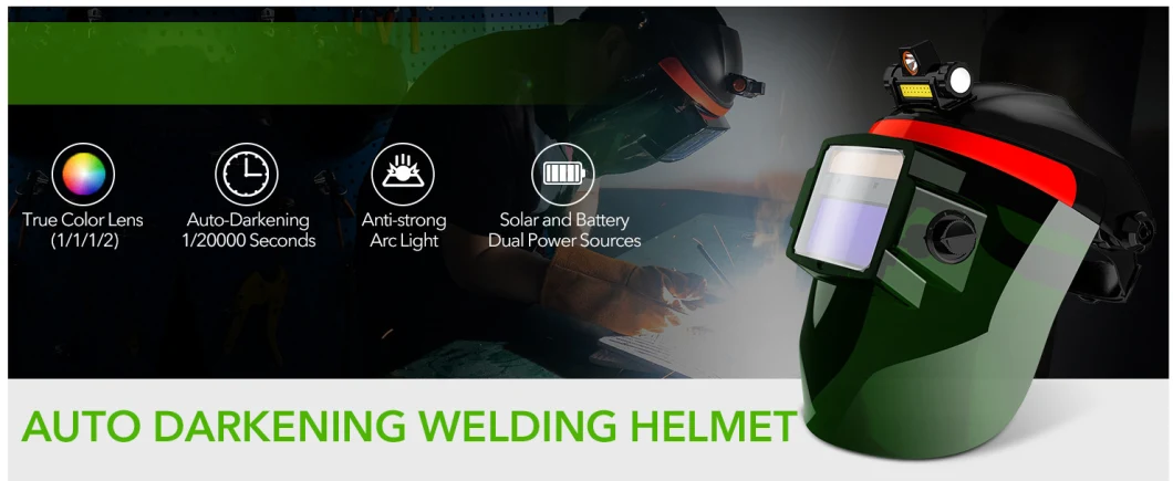 Large Viewing Screen Welding Mask, True Color Solar Automatic Dimming Color Changing Head-Mounted Welding Mask for Grinding Welder