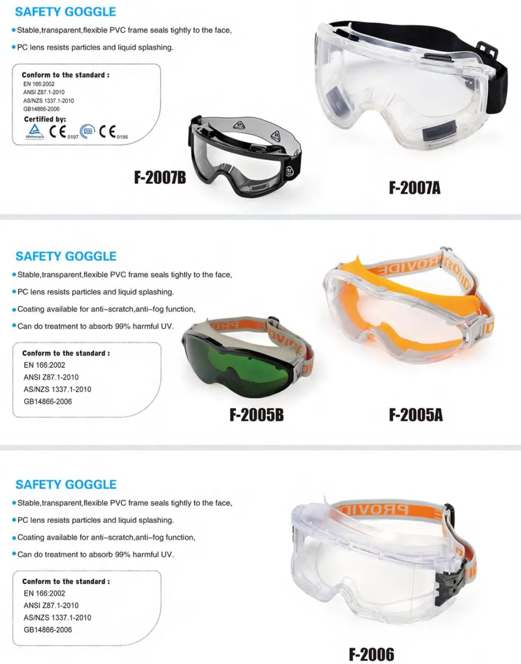 Colored Welding Safety Goggles with Anti Scratch