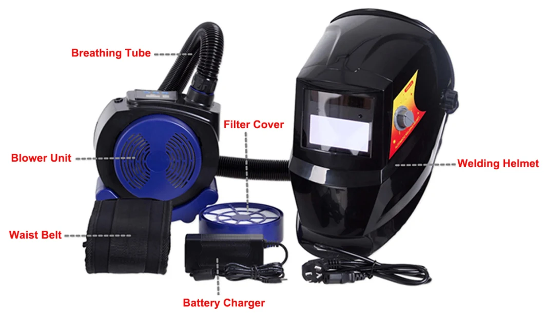Rhk Full Head Solar Powered Auto Darkening Respirator Air Purifying Welding Helmet with Ventilation