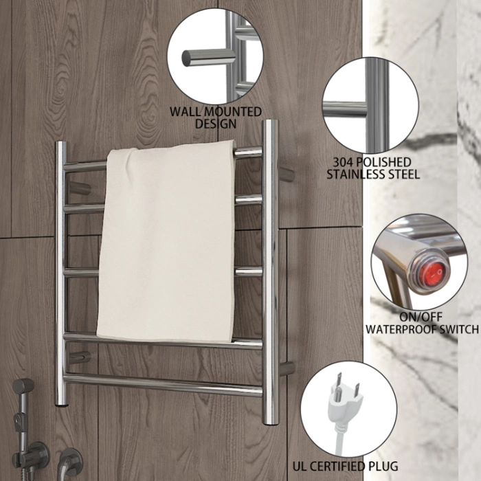 SUS304 Towel Warmer Electric Towel Rails Wall Mounted Heated Drying Rack