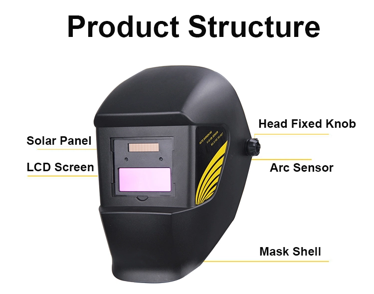 Rhk OEM Cheap Solar Power Auto Darkening Dimming Argon TIG MIG Electronic Headgear Black Welding Helmet