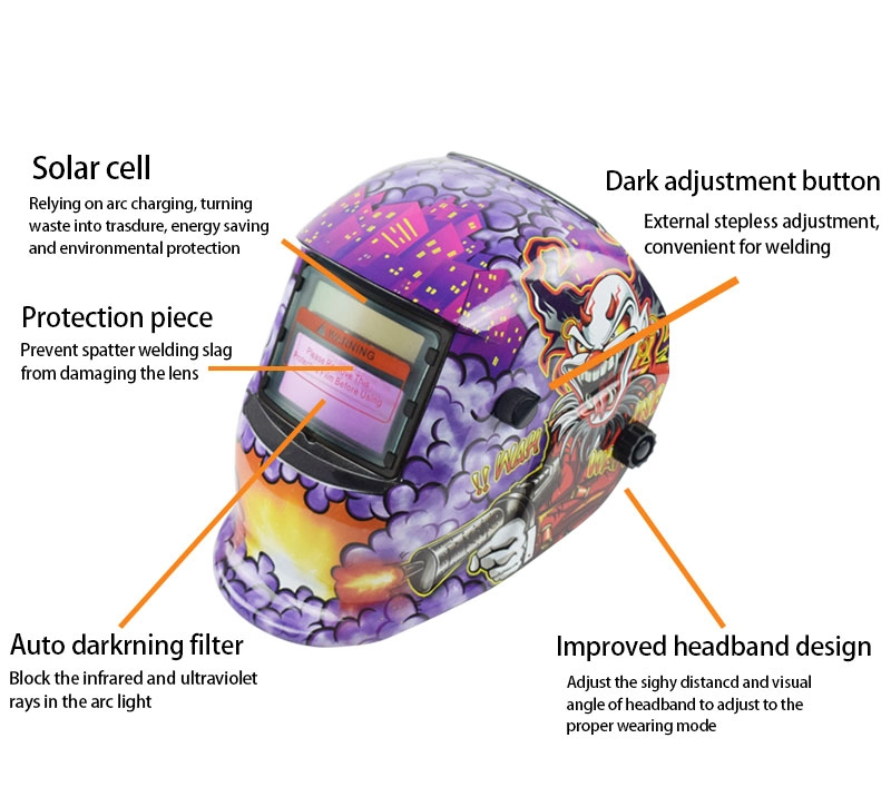 Auto-Darkening Welding Helmet with Solar Cell Safety Face Mask