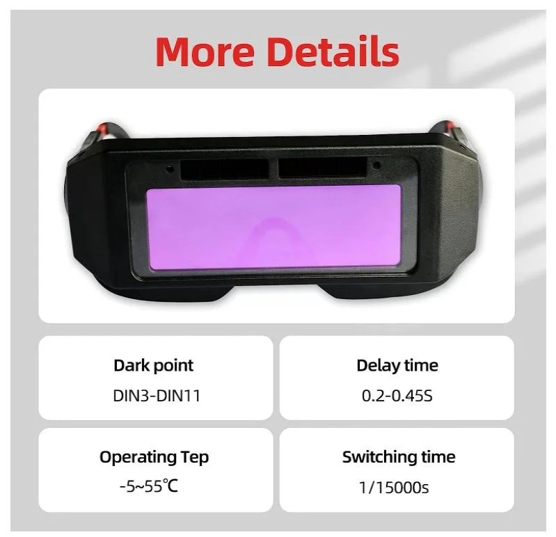 Factory Supply True Color Solar Powered Auto Darkening Welding Goggles, 2 Sensors Welder Glasses for TIG MIG MMA Plasma